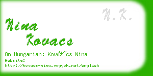 nina kovacs business card